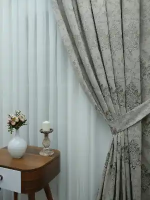 Lüx Jakar Çift Yüzlü Damaks Desenli Fon Perde - Taş Rengi - Altın Hazır Dikili Tek Kanat Sıkpile- Altın-Taş Rengi 100cm X 265cm 