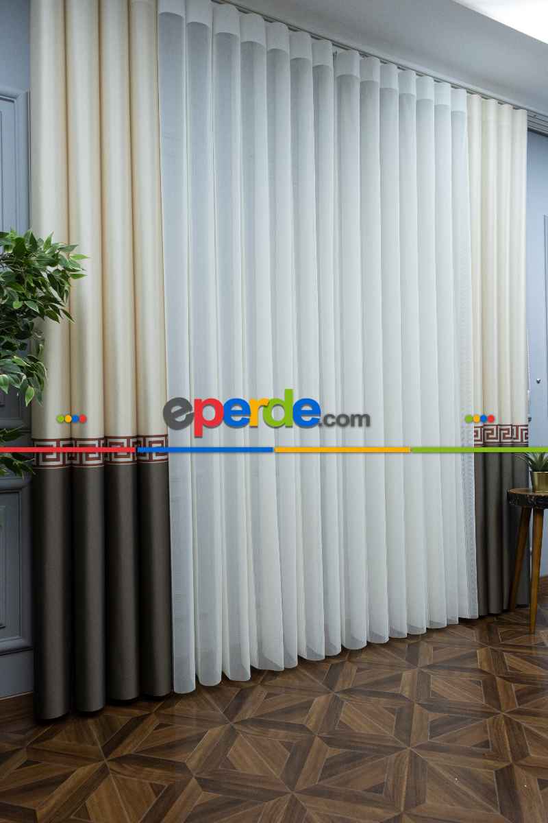 Lens Akıllı Dikey Tül Perde Versace-44- Çok Renkli 2