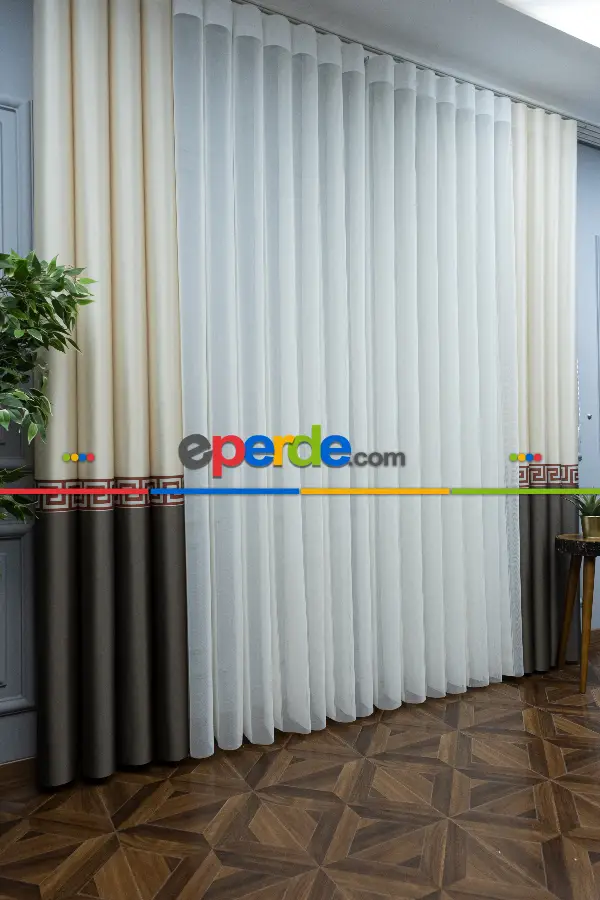 Lens Akıllı Dikey Tül Perde Versace-44- Çok Renkli 2