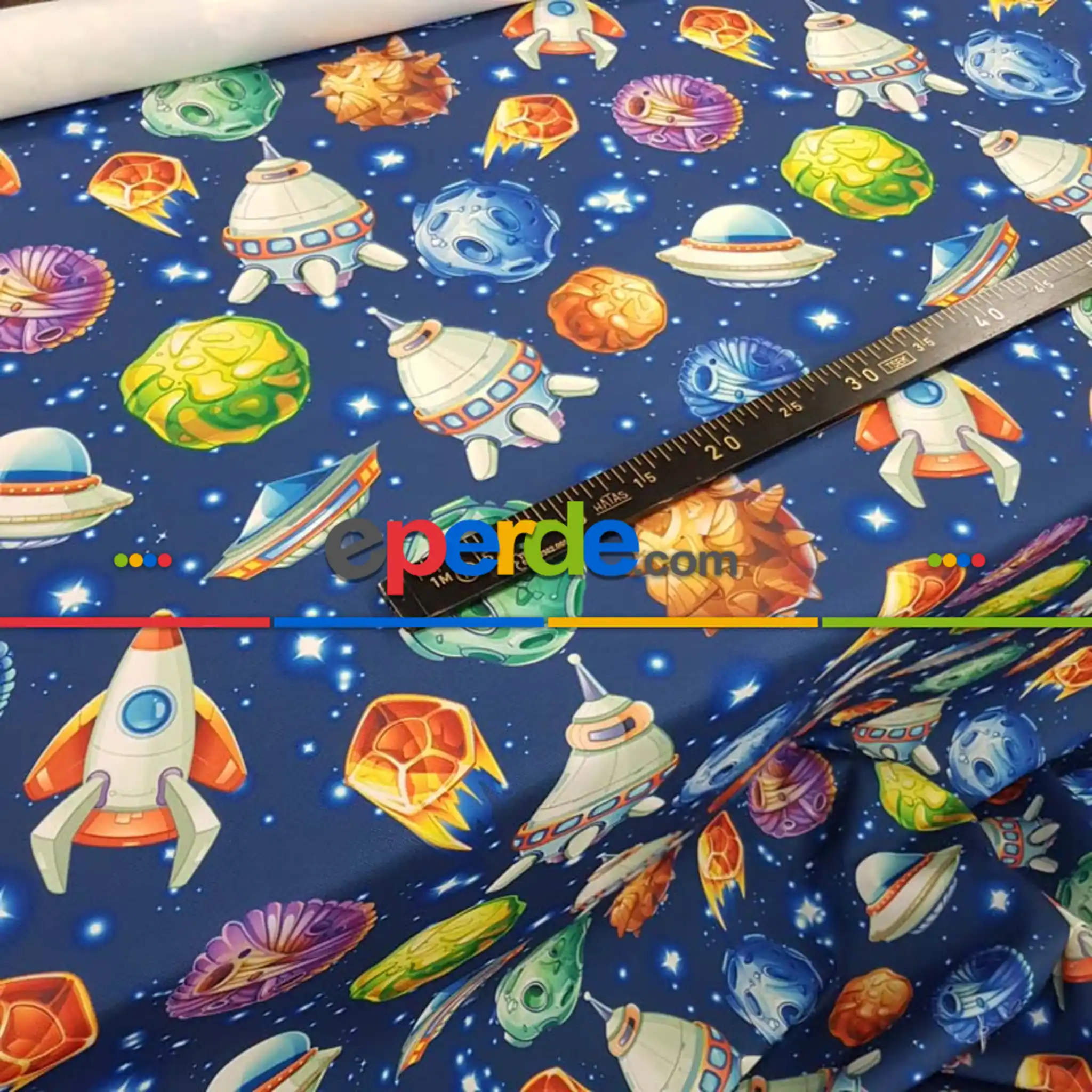 Çocuk Odası Fon Perde Evm383 _c - Kumaşı Kalındır Duck Bezi Değildir.- Lacivert-Mavi-Çok Renkli