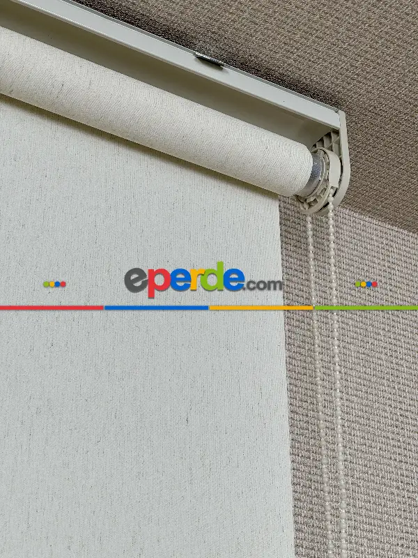 Salon Ekru Keten Stor Perde, Standart Metal Kasalı Yüksek Kalite Kornişe Kolay Montaj Seçenekli