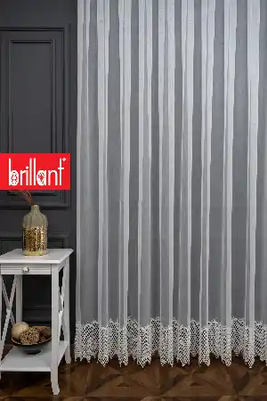 Brilant Dantella Etek Ucu Gipür İşlemeli Ütü İstemez Kırışmaz Tül Perde
