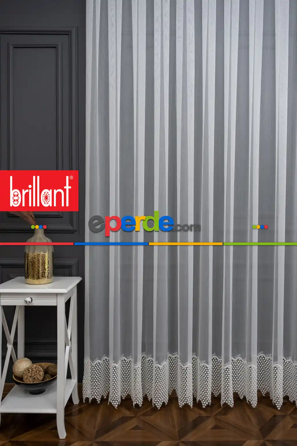 Brilant Dantella Etek Ucu Gipür İşlemeli Ütü İstemez Kırışmaz Tül Perde