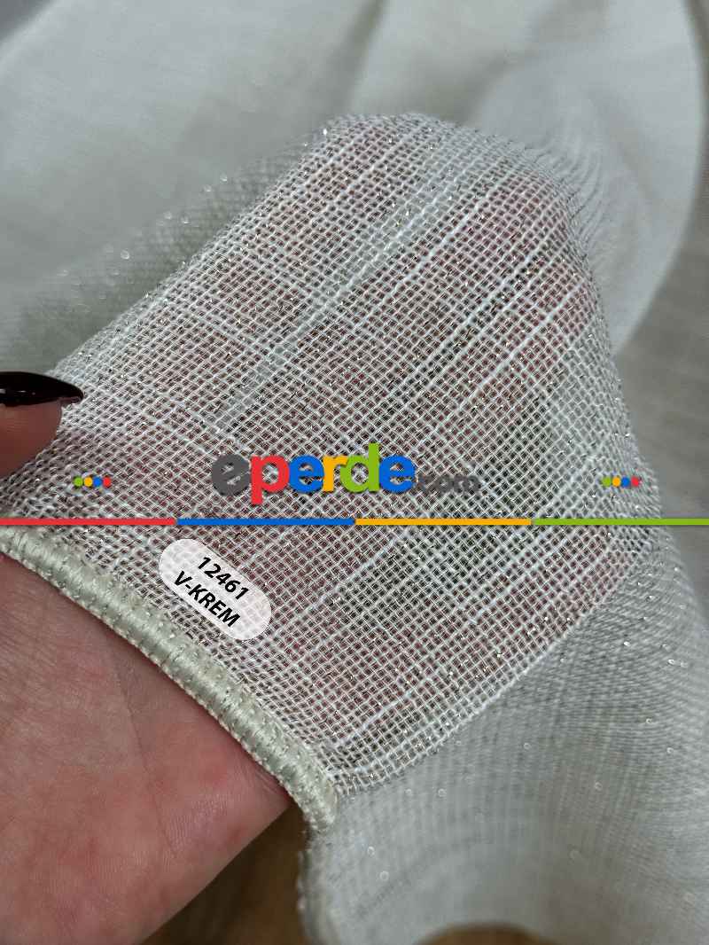 Simli Özel İplik Doğal Doku Düz Tül Perde - Özel Dokuma Ağır Gramajlı Premium