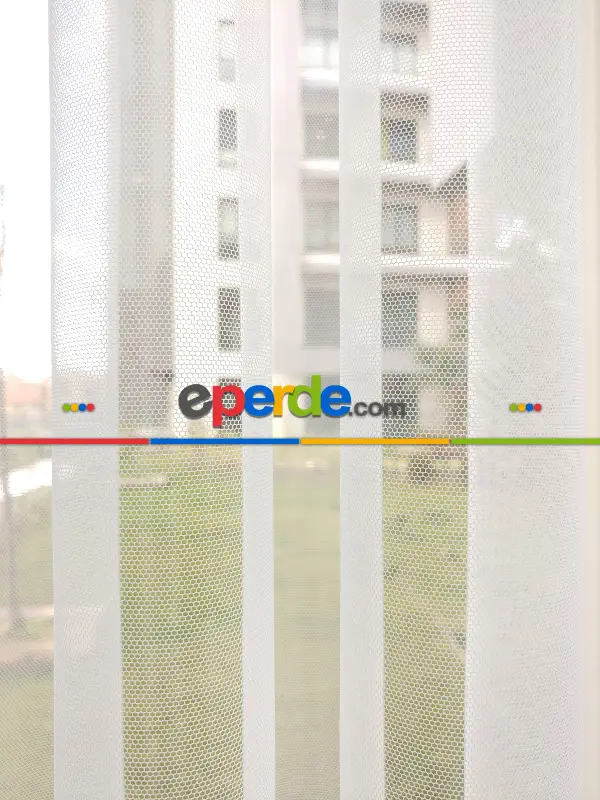 Mutfak Düz Tül Perde - Grek Zemin- Ekru