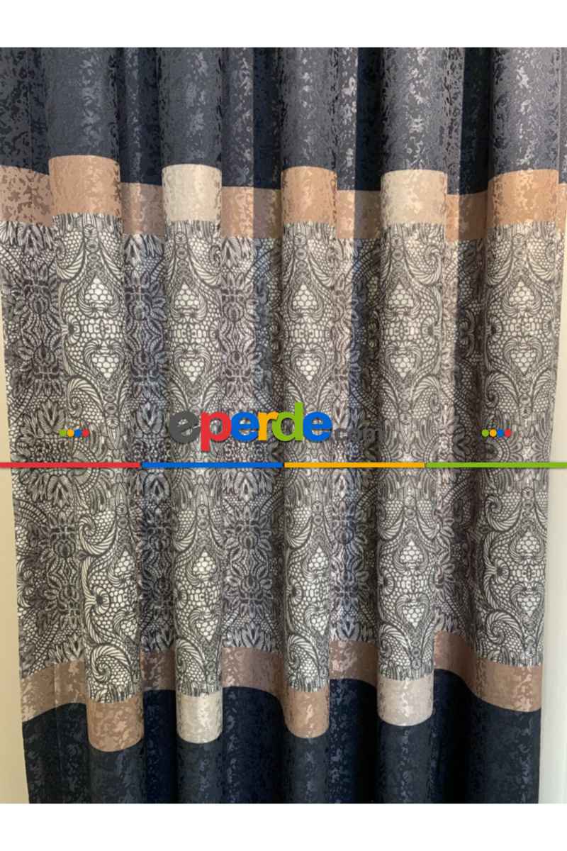 Brilant Fon Perde Dantella Moda Yeni Tasarım Lacivert Renk Fon Perde