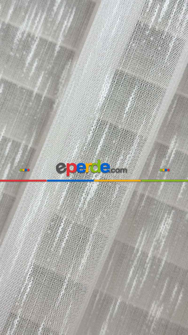 Ekru, Seyrek Pile, Bambu Şantuk, Tül Perde,yumuşak, Dökümlü