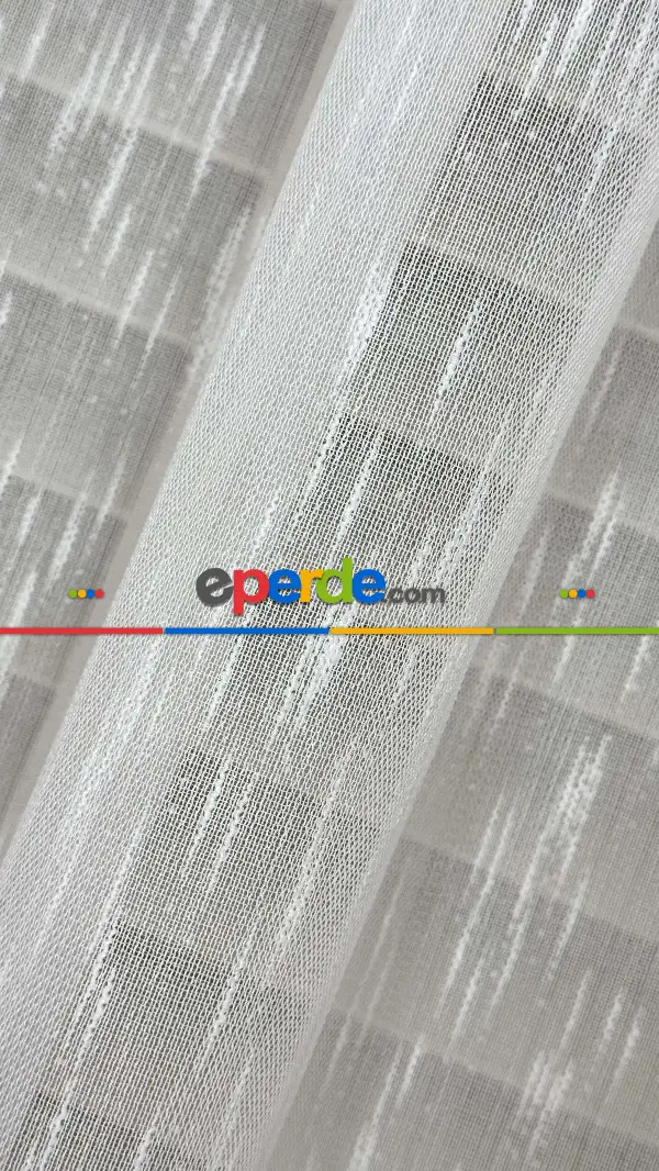 Ekru, Seyrek Pile, Bambu Şantuk, Tül Perde,yumuşak, Dökümlü