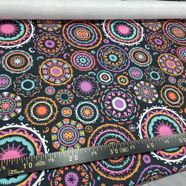 Etnik Desenli Fon Perde K618 E - Kumaşı Kalındır Duck Bezi Değildir.- Siyah-Çok Renkli