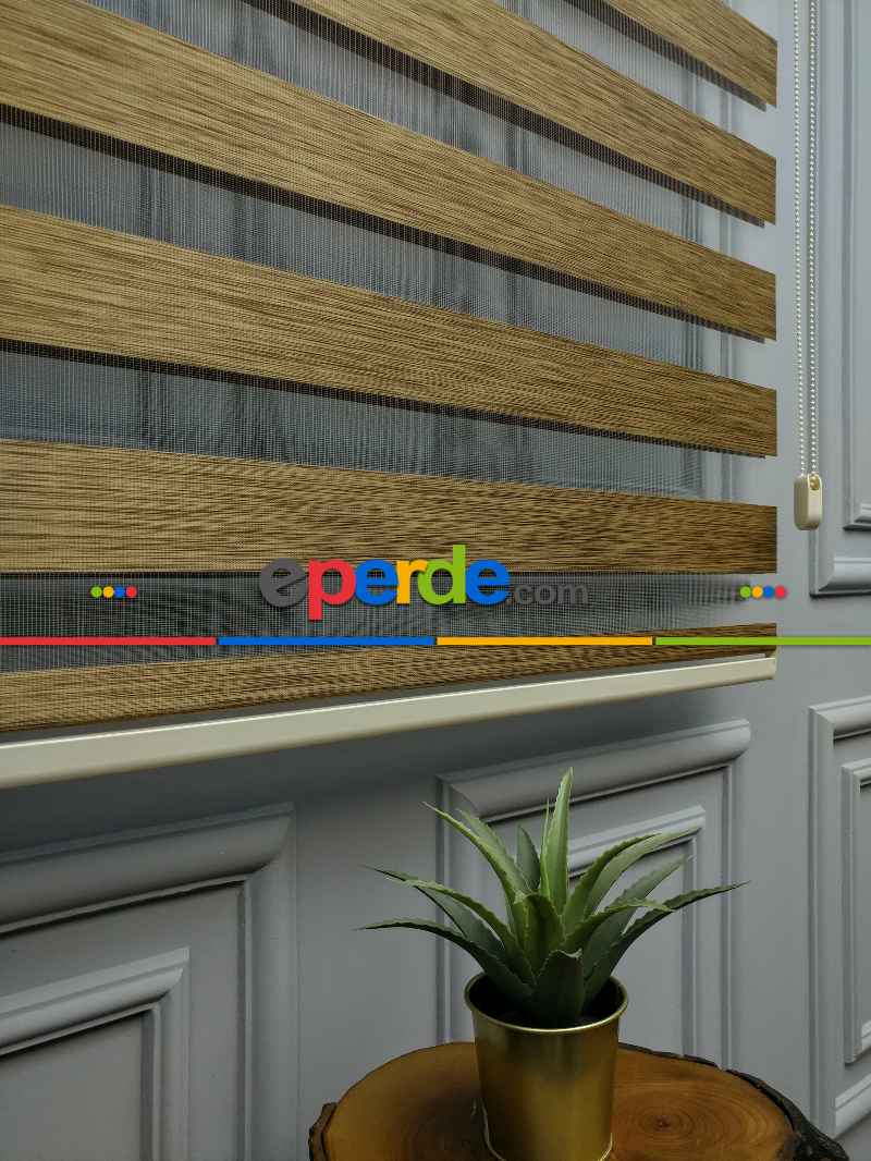 2025 Sezonu - Zebra Perde - Bambu Zebra Perde- Kahve Venge