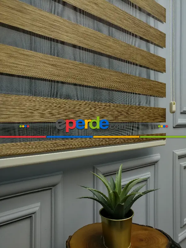 2025 Sezonu - Zebra Perde - Bambu Zebra Perde- Kahve Venge