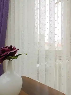 Puantiyeli Dantel Tül Perde- Ekru