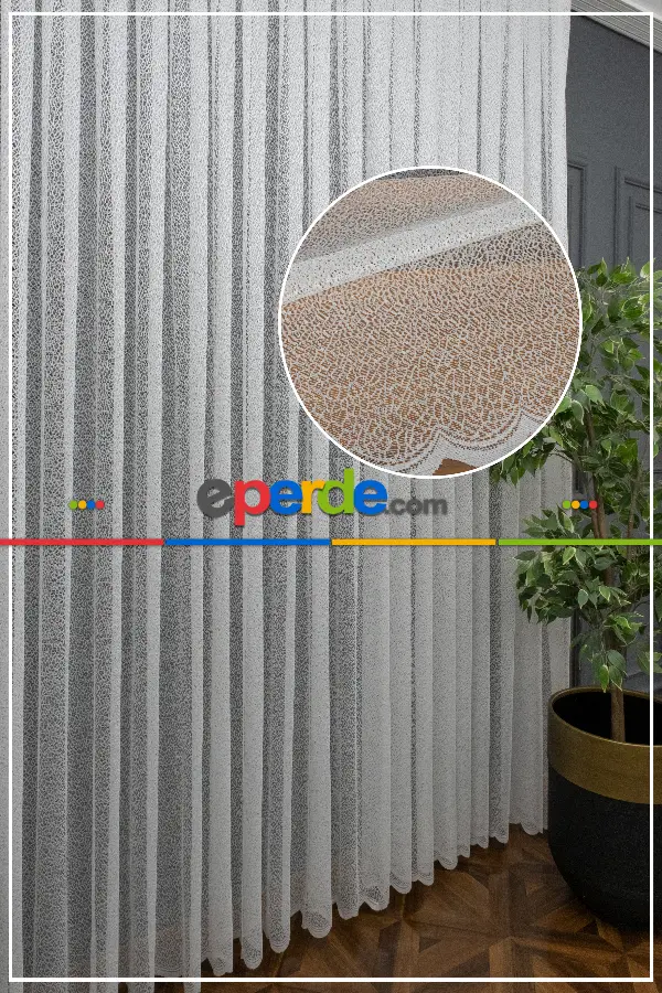 Mutfak Tül Perde - Spor Desenli Fransız Danteli Örme Tül Perde