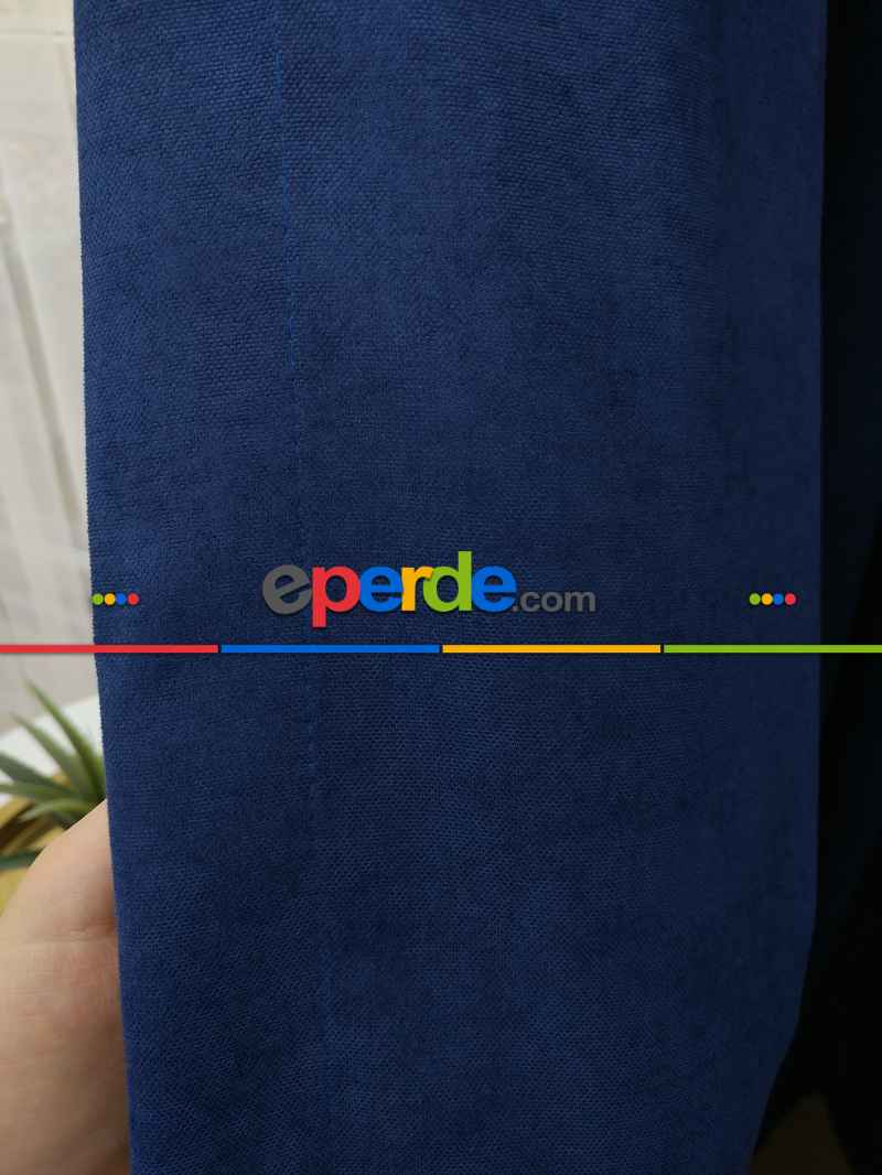 Oturma Odası Lacivert Düz Fon Perde - Lacivert