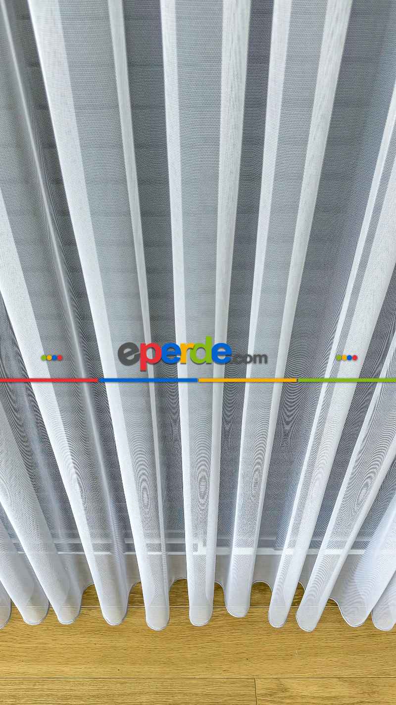 Oturma Odası - Açık Gri Grek Zemin Düz Tül Perde - Kurşunlu