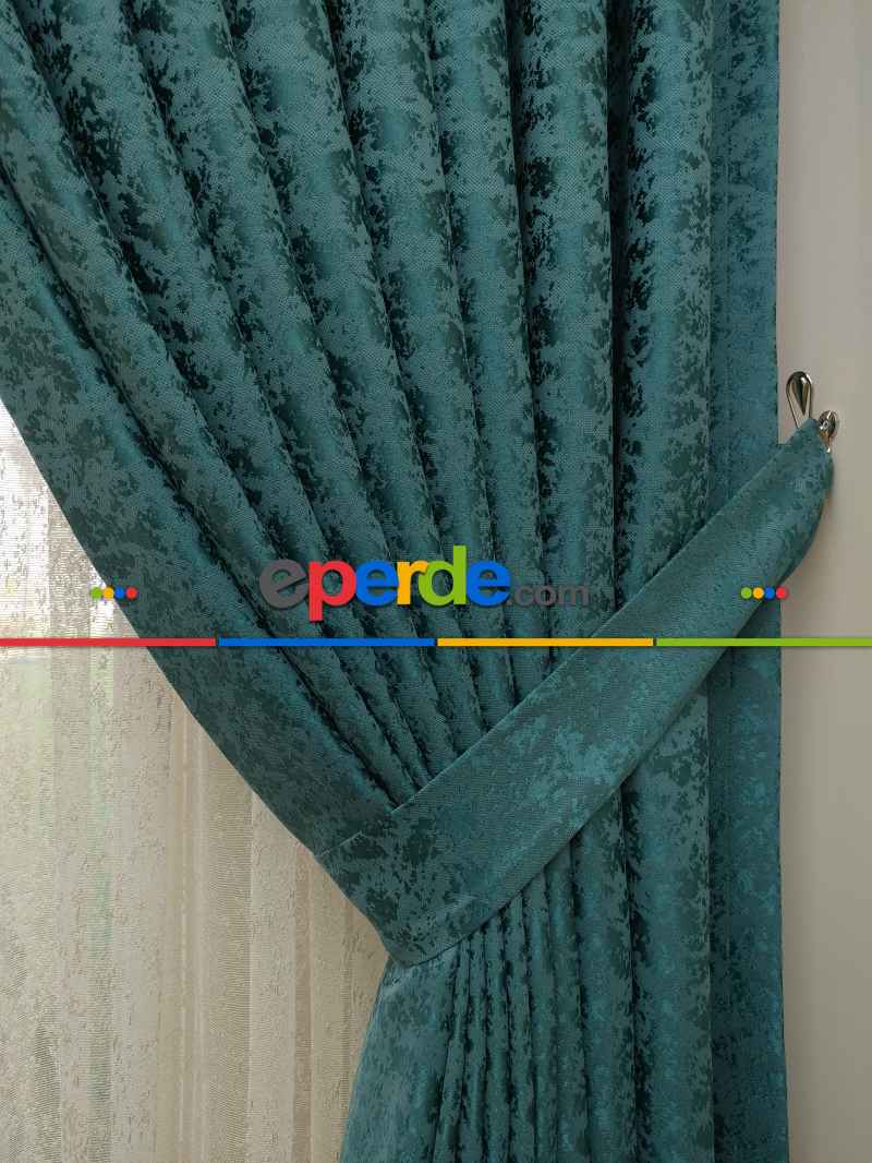 Petrol Rengi Jakar Fon Perde -