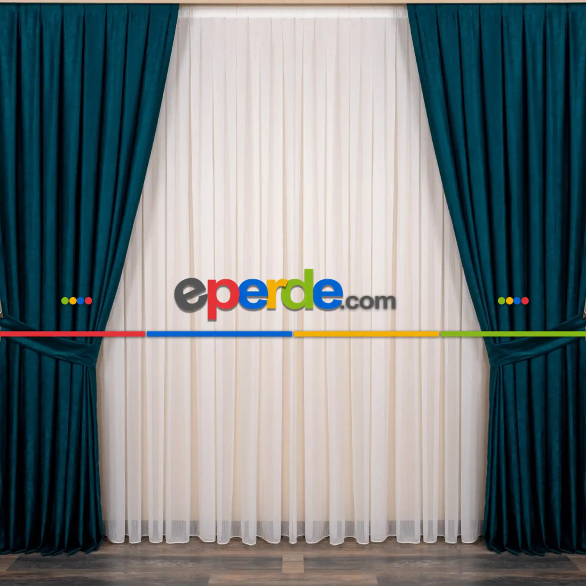 Salon Soft Fon Perde Koyu Petrol- Petrol Mavisi