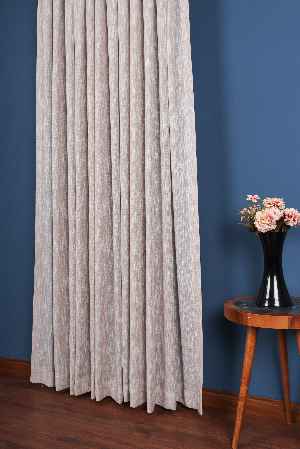 Yeni Sezon Çizgili Ekru Keten Görünümlü Tül Perde