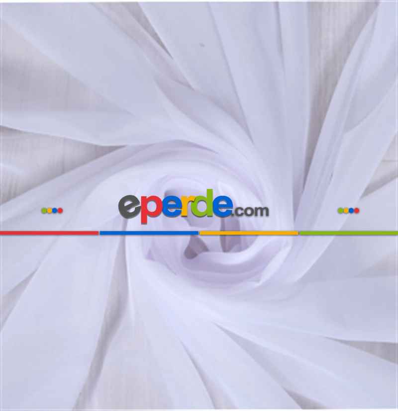 Petek Üstü Vual Tül Perde Kar Beyaz