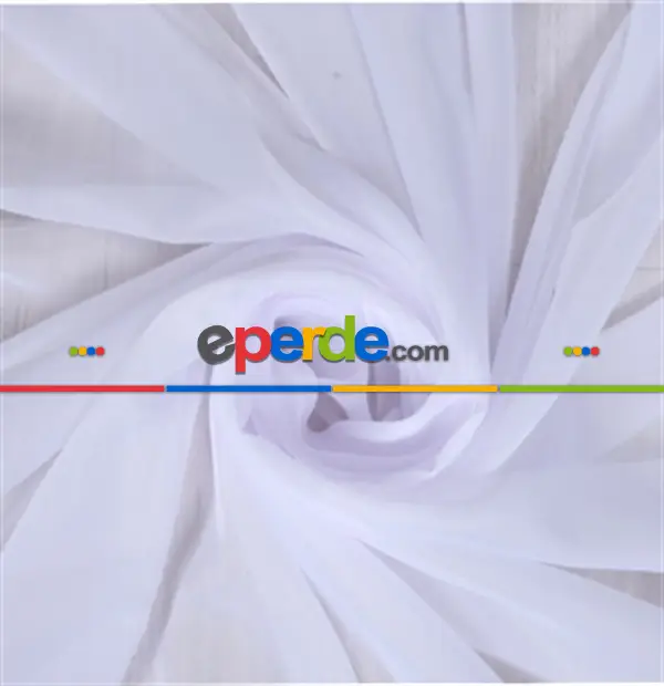 Petek Üstü Vual Tül Perde Kar Beyaz