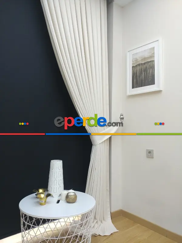 Yatak Odası - Düz Renk Dökümlü Fon Perde (180)- Beyaz