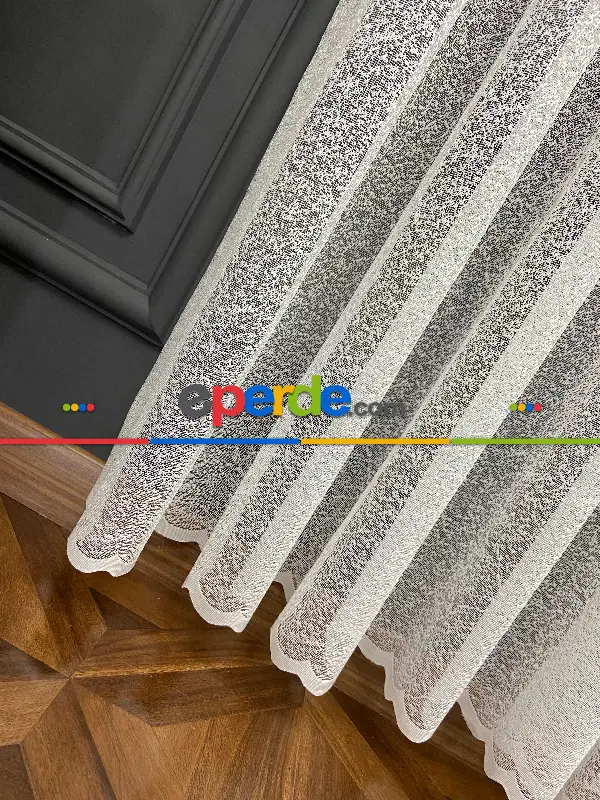 Mutfak Jakarlı Örme Tül Kum Desen- Ekru