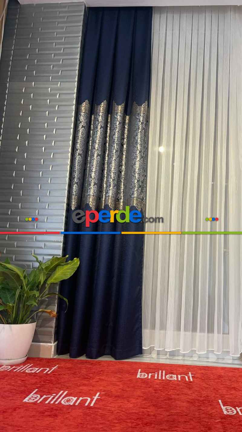Brillant Düz Ağır Gramaj Ütü İstemez Yeni Trend Lüxs Çizgili Tül Perde
