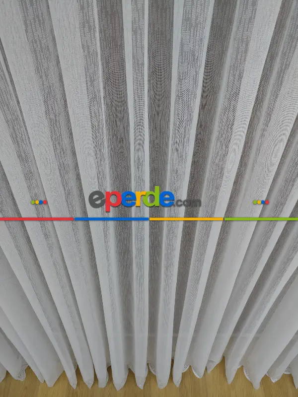 Etek Ucu Damask Dantel Tül Perde & Kruvaze Perde- Ekru