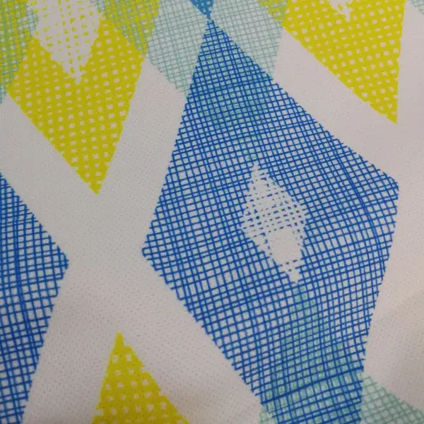 Genç Odası - Geometrik Desenli Fon Perde Evm252 _g - Kumaşı Kalındır Duck Bezi Değildir.- Mavi-sarı-beyaz-çok Renkli