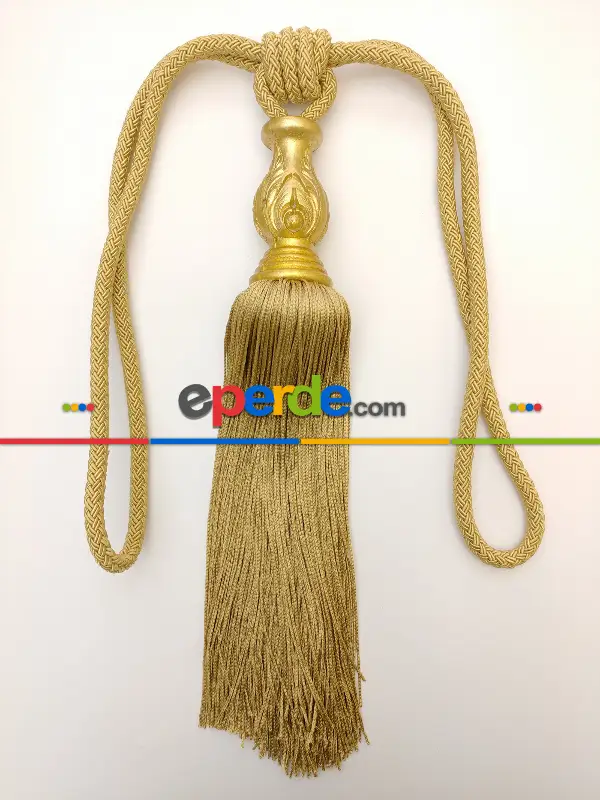 Altın Hardal Sarı Gold Braçol Perde Bağı- Sarı-altın