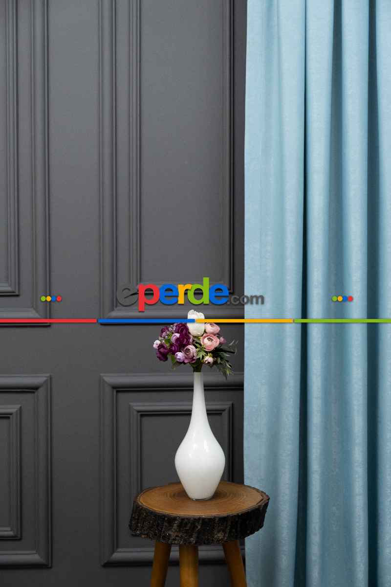 Salon - Soft Fon Perde Mint Yeşili Dökümlü En - Mint