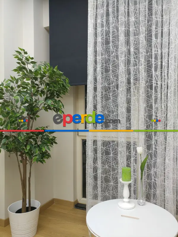 Salon Tül - Salon Yatak Odası Fransız Dantel 2021 Tül Perde- Ekru