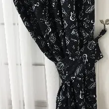 Kız, Erkek, Çocuk ve Bebek Odası Fon Perde - Müzikal Desenli - Siyah Beyaz