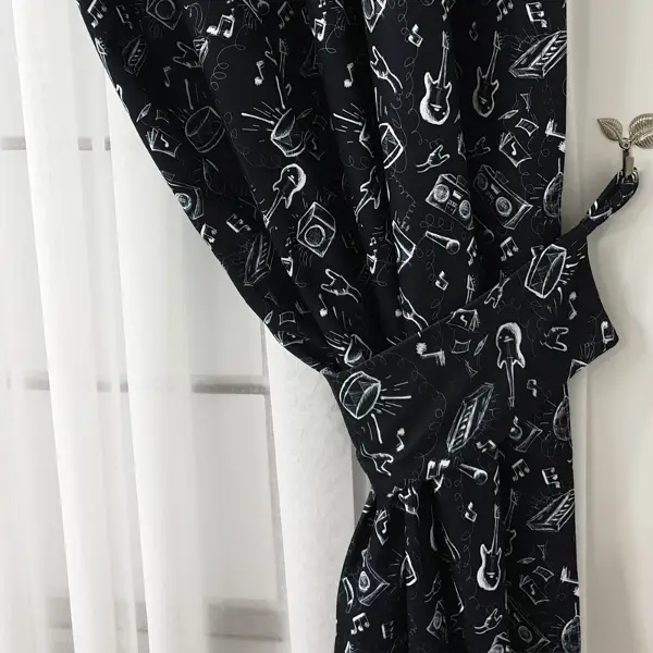 Müzik Aletleri Desenli Fon Perde Evm406 Kumaşı Kalındır Duck Bezi Değildir-  Çok Renkli 2