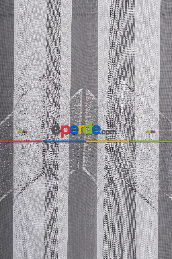 Yatak Odası - Enine Bantlı Ekru-gümüş Tt Zemin Tül Perde