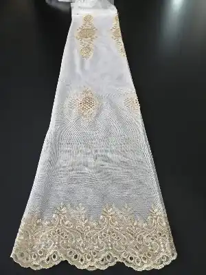 Pera Fantazi Brode Örme Tül Perde - Altın