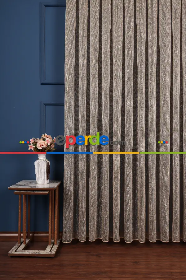 Salon Tül Modelleri - Bruno Siyah-altın Düz Tül Perde