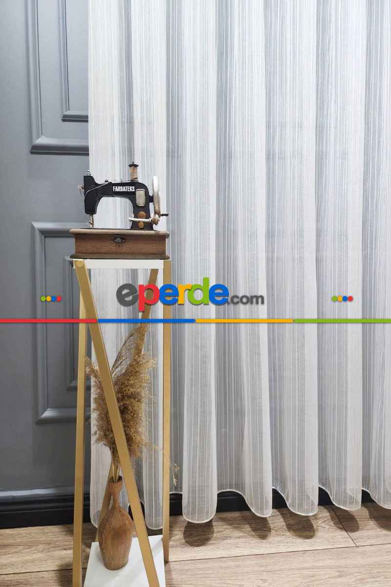 Brillant Örme Çizgili Yeni Tasarım Renk Desen Tül Perde