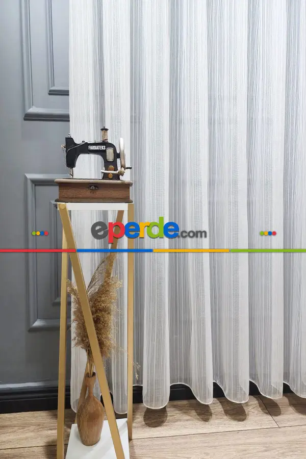 Brillant Örme Çizgili Yeni Tasarım Renk Desen Tül Perde