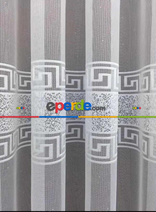 Ft Serisi Ara Bantlıversace Desen Tasarım Yeni Tül Perde- Ekru