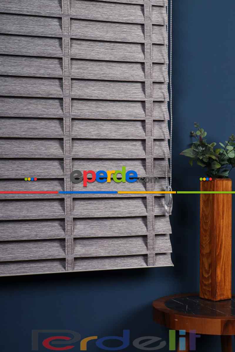 Gri 50mm Silüet Kumaş Jaluzi Perde