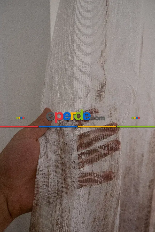 Modern Pembe Ve Kahverengi Desenli Degrade Geçişli Örme Tül Perde Yüksek Kalite