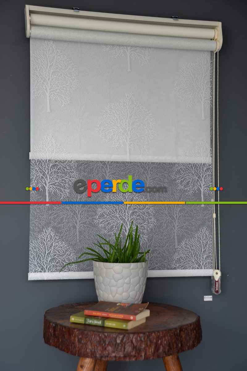 Halim Perdesan Dacuz-203 Beyaz Renk Etekli Veya Eteksiz Çift Mekanizmalı Tül Stor Perde