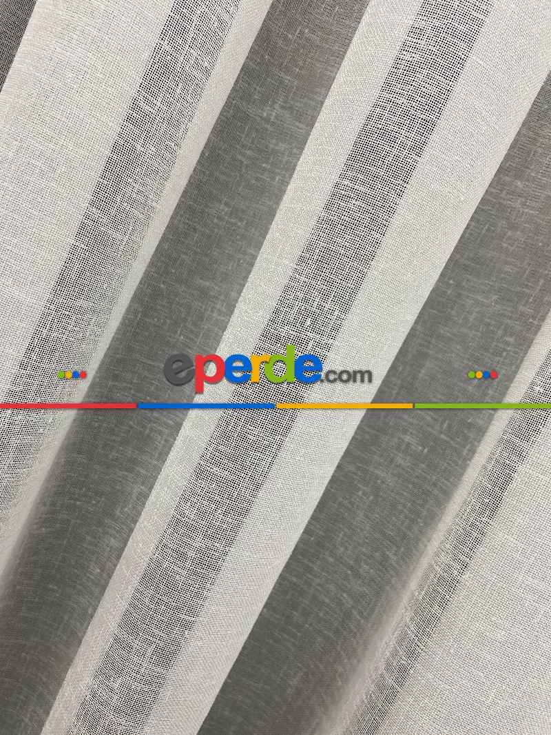 Foldet Keten Tül Perde- Ekru - Kurşunlu Tül