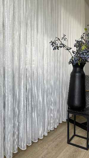 % 50 İndirimli Hazır Ölçü Düz Çizgili Tül - Ütü İstemez - Kurşunlu Tül