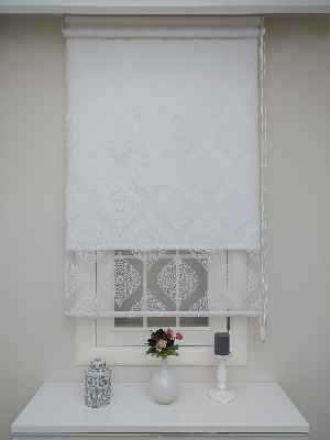 Çiftli Sistem Örme Tül Stor Perde Ve Stor Perde Üsküp 01- Ekru