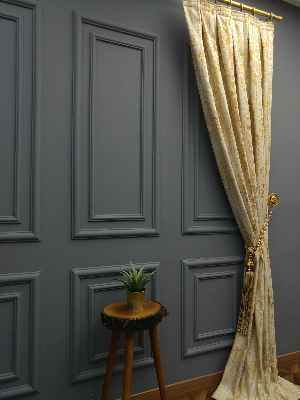 PatineDesenli Modern Desenli Jakarlı Fon Perde Yeni Seri 101- Bej-gri Açık-roze Gold