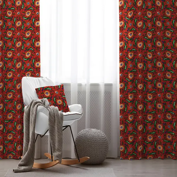 Çiçekli Fon Perde Evim2033-2 Kumaşı Kalındır Duck Bezi Değildir