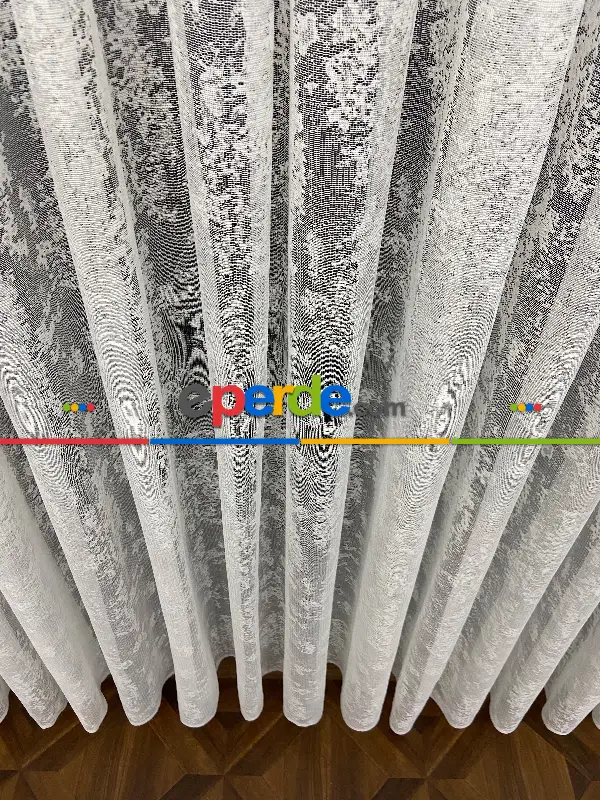 Salon Yatak Odası Fransız Dantel 2021 Tül Perde- Ekru