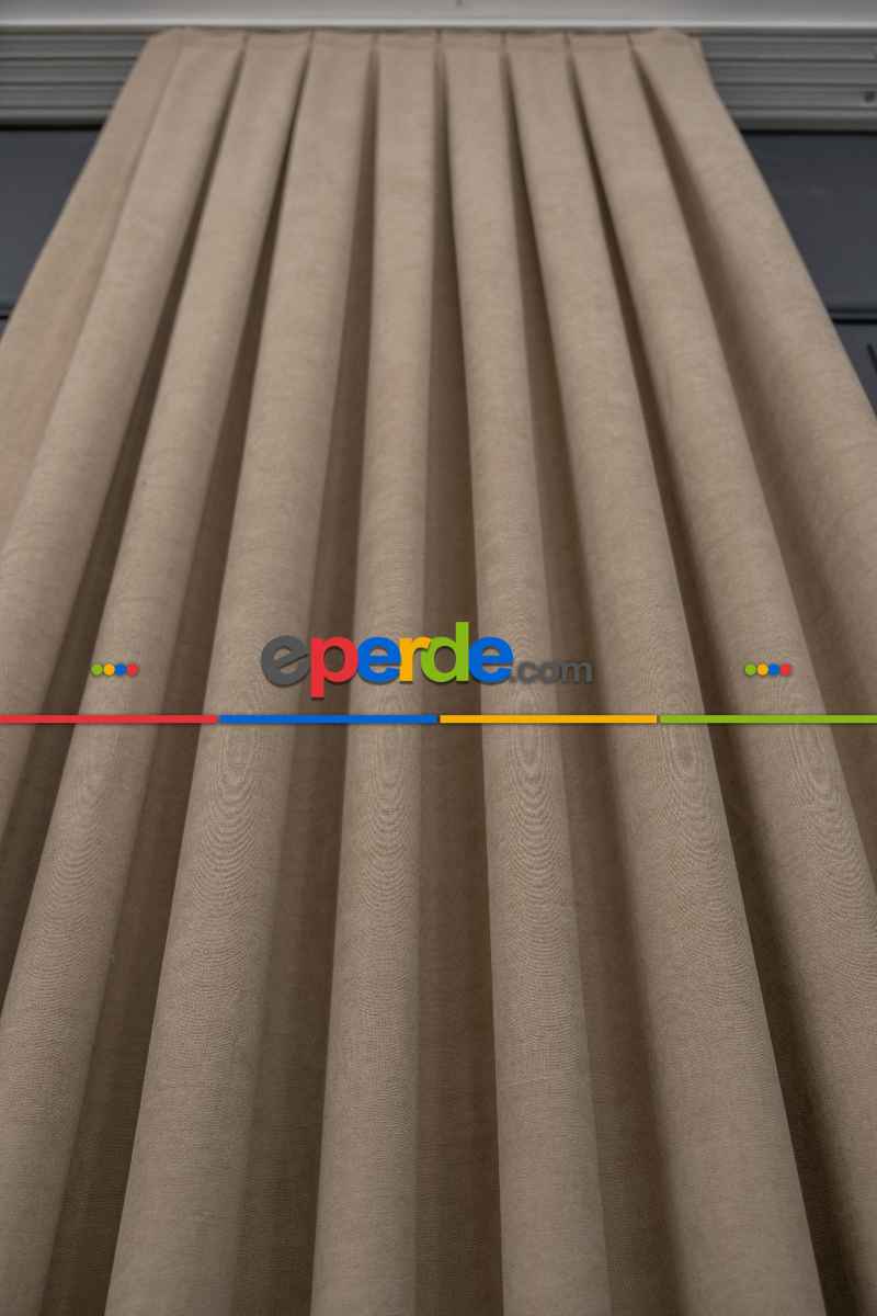 Bej Rengi Düz Fon Perde En Dökümlü Fon Perde